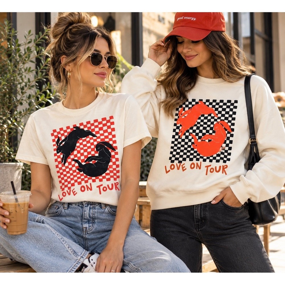 Harry Styles Love On Tour Bunny Graphic T-Shirt & Sweatshirt Bundle Size M